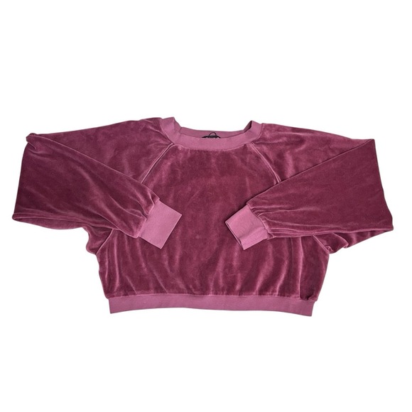 NWTSuzie Kondi Cropped Crew Neck Velour Sweatshirt Dusty Rose Sz M - Picture 8 of 14